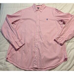 Ralph Lauren Men’s Pink Sz L Button Down Long Sleeve Dress Shirt Business